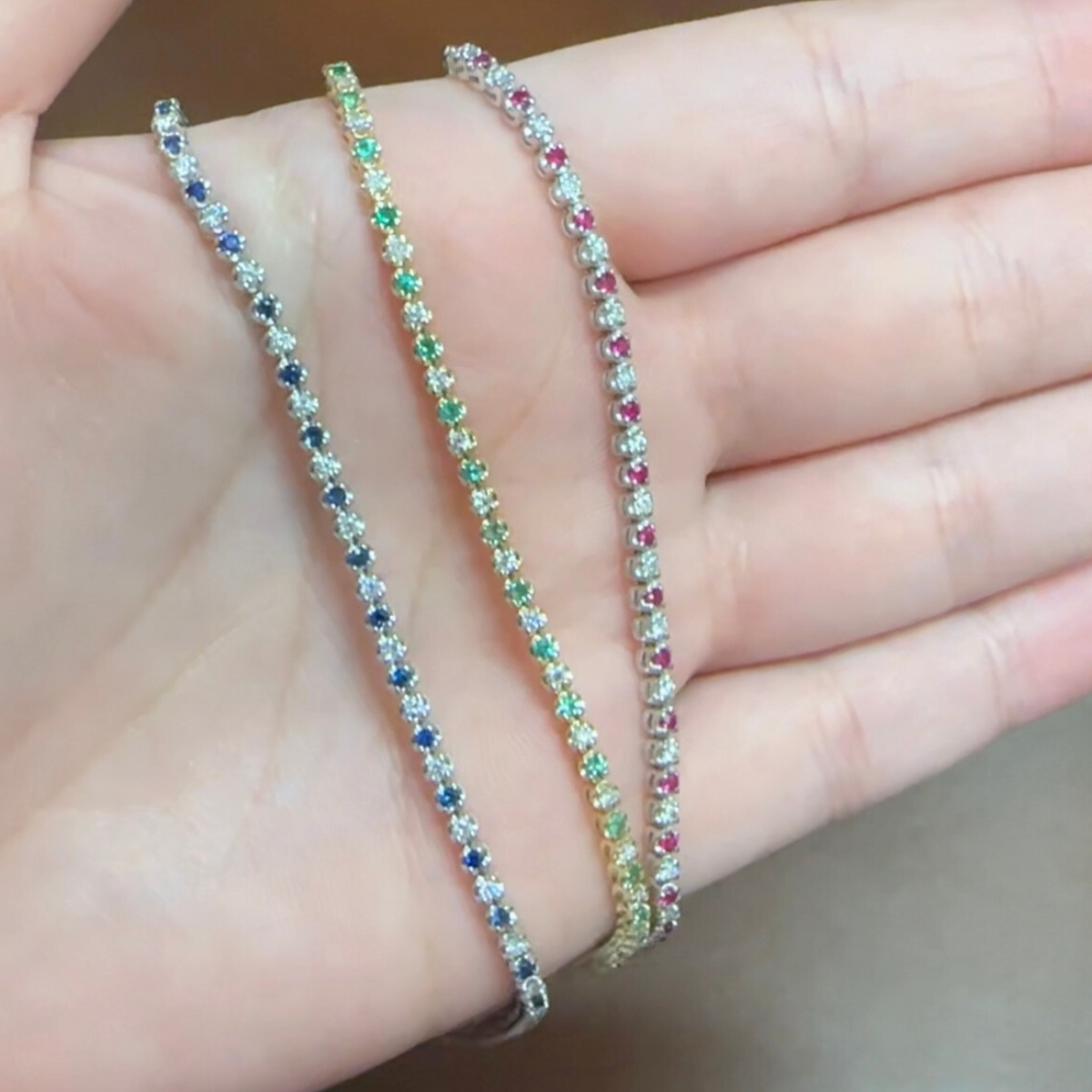 Mini Gemstones x Diamonds Tennis Bracelet