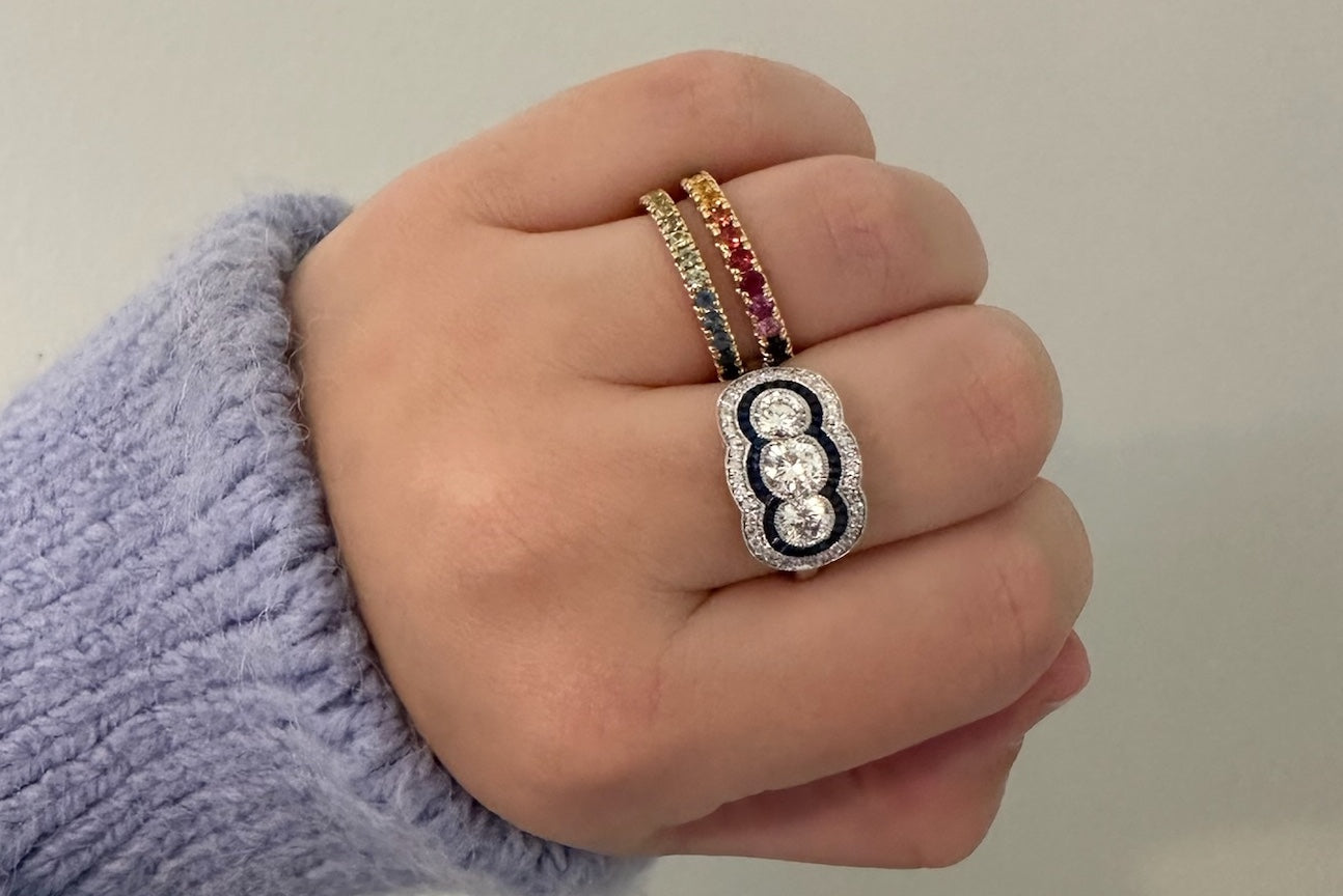 Blue Sapphire and Diamond Ring