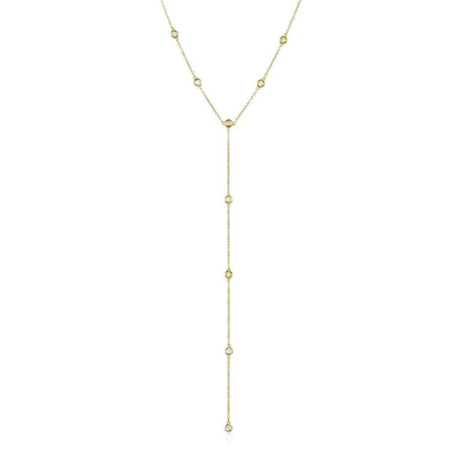 LE Diamond Station Lariat Necklace