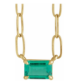Emerald on Long Link Chain Necklace
