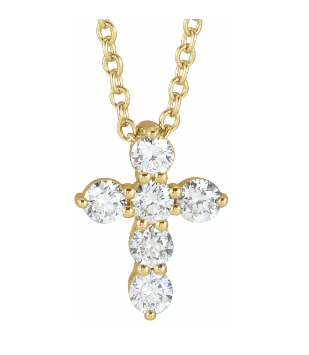 18K White Gold 0.39ctw Diamond Cross Pendant Necklace – CJ Charles Jewelers