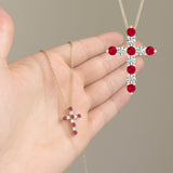 Gems & Diamond Cross Necklace
